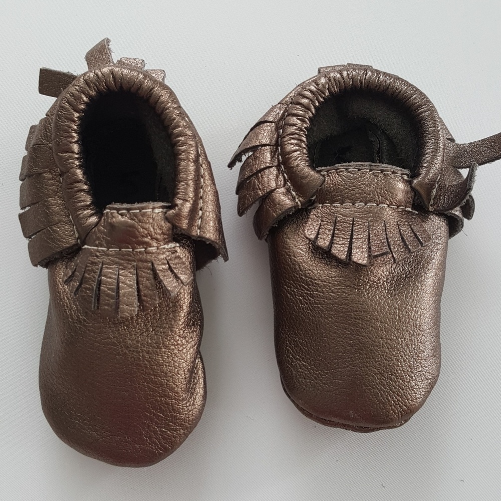 Freshly Picked Bronze Leather Baby Moccasins